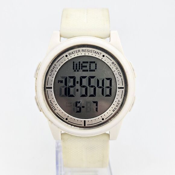 Unbranded Other - 44MM Men's Digital Watch White Case Cream Plastic Bands New Battery